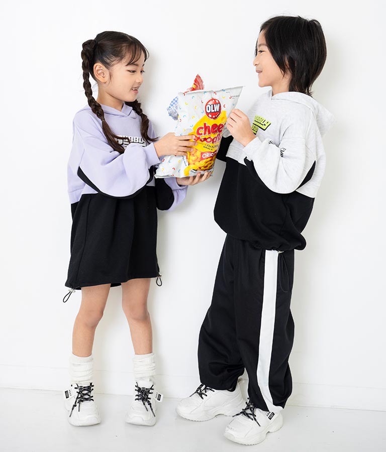 配色 切替 裾ドロスト 裏毛 スウェット パーカー 423-3189