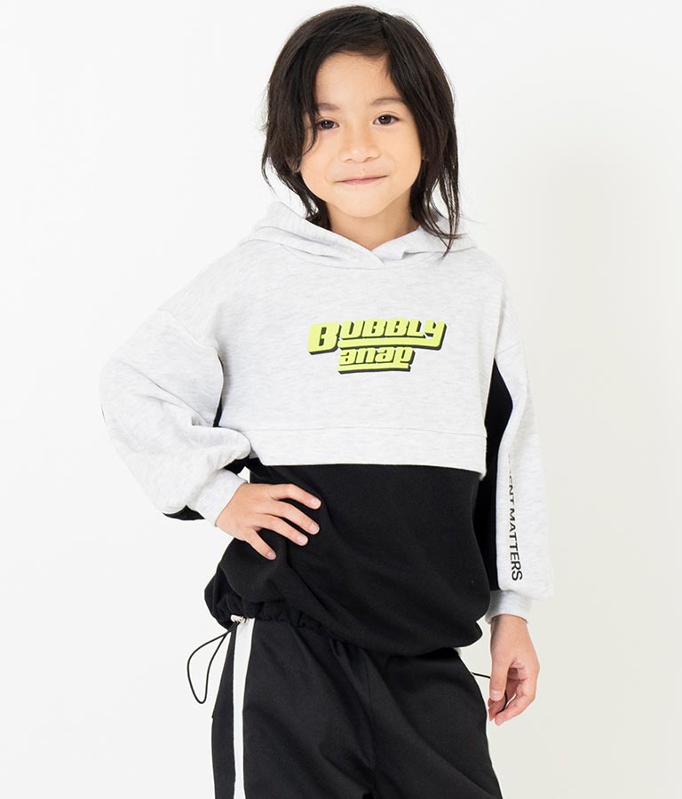 配色 切替 裾ドロスト 裏毛 スウェット パーカー 423-3189