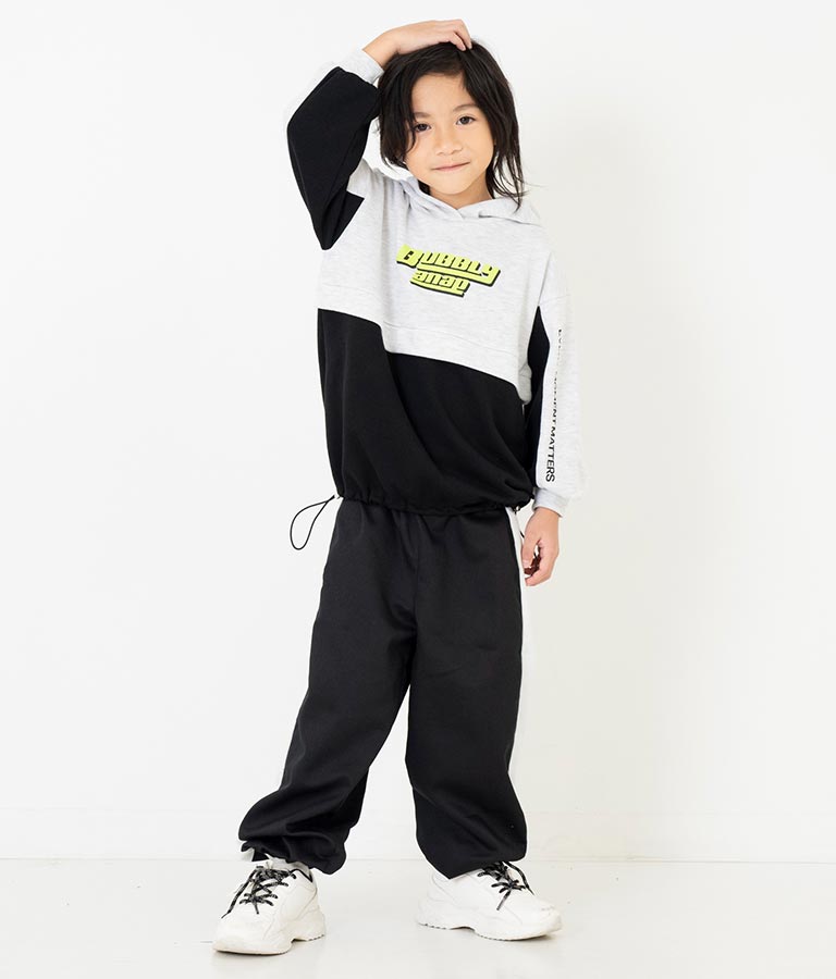 配色 切替 裾ドロスト 裏毛 スウェット パーカー 423-3189