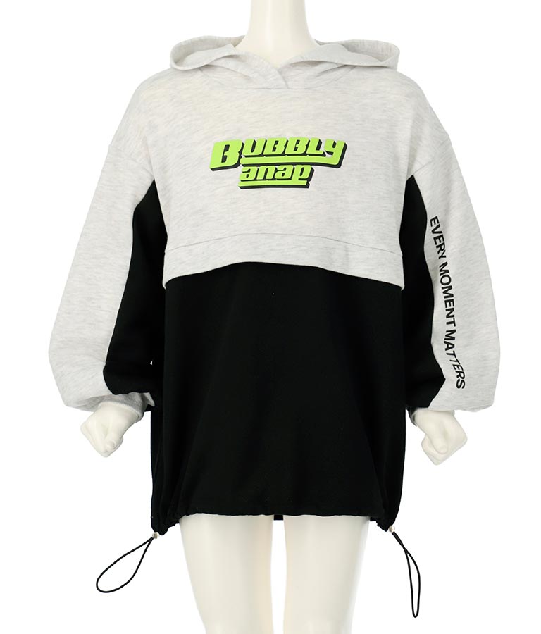 配色 切替 裾ドロスト 裏毛 スウェット パーカー 423-3189