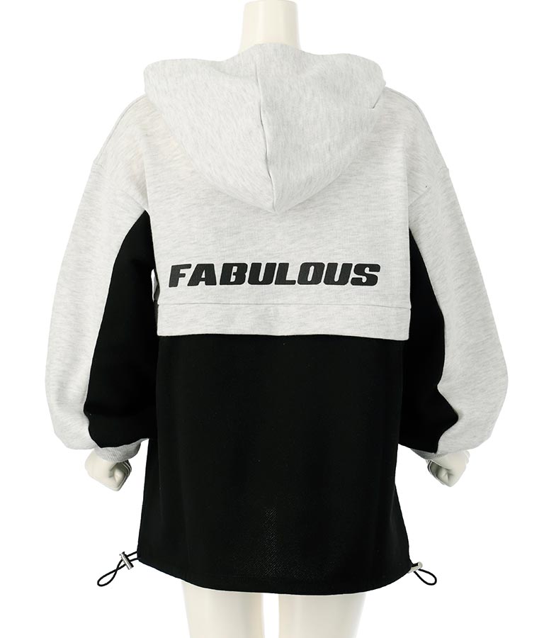 配色 切替 裾ドロスト 裏毛 スウェット パーカー 423-3189