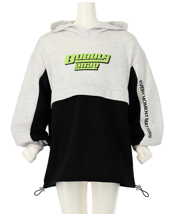 配色 切替 裾ドロスト 裏毛 スウェット パーカー 423-3189