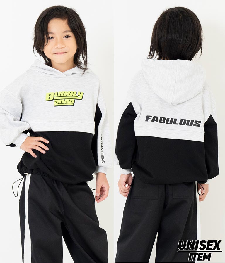 配色 切替 裾ドロスト 裏毛 スウェット パーカー 423-3189