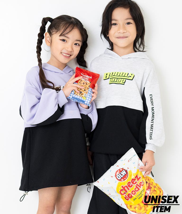 配色 切替 裾ドロスト 裏毛 スウェット パーカー 423-3189