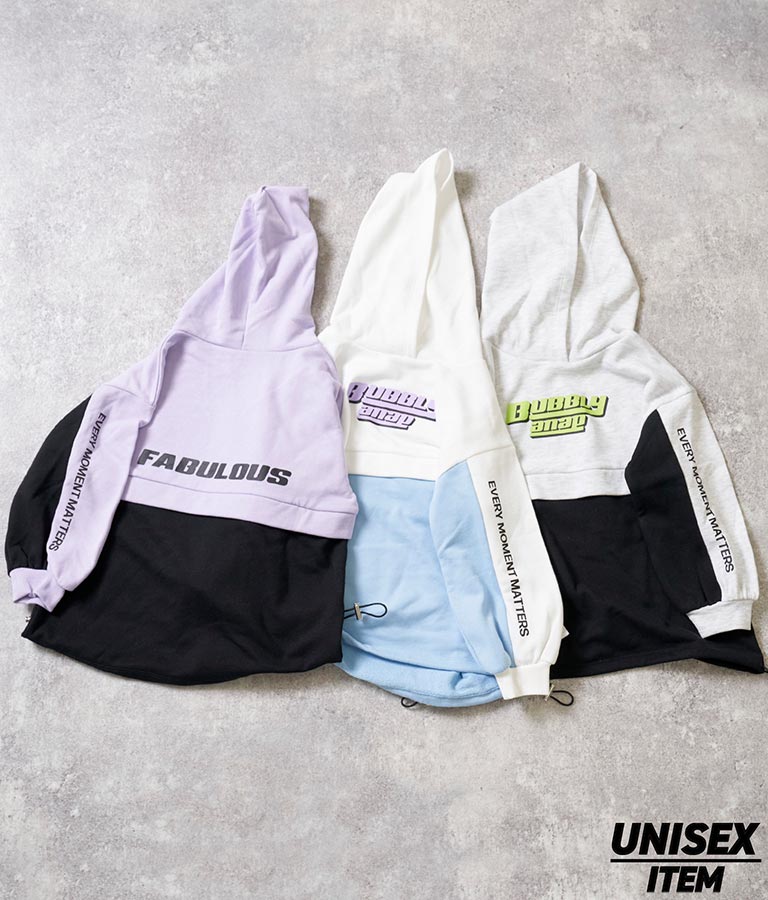 配色 切替 裾ドロスト 裏毛 スウェット パーカー 423-3189