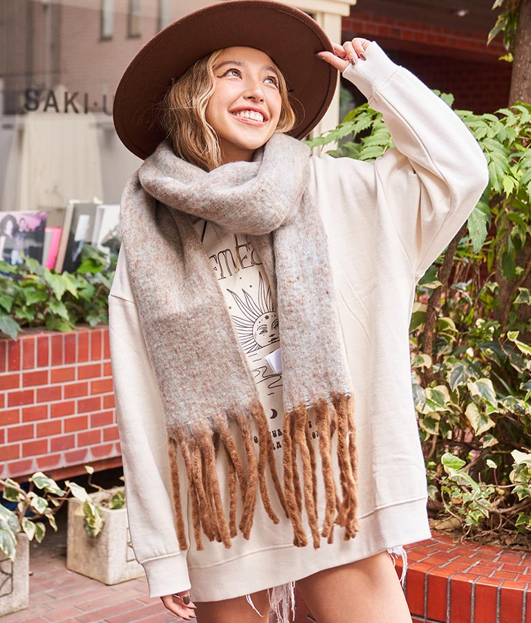 起毛フェイクウールメランジマフラー 859-5691