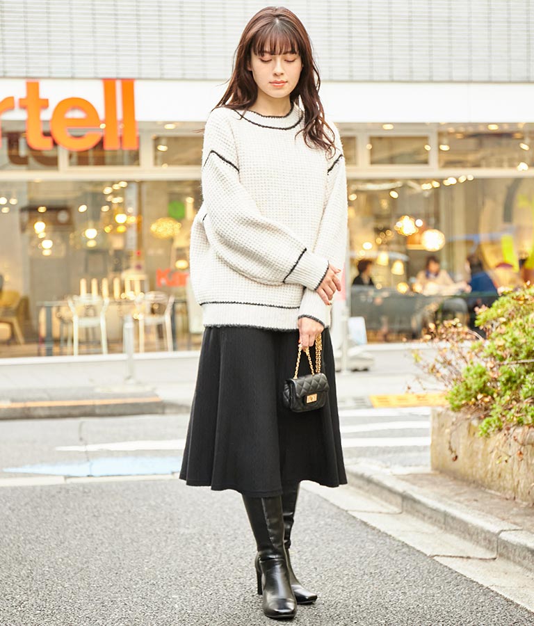 ローゲージ 配色 ニット トップス 523-6693