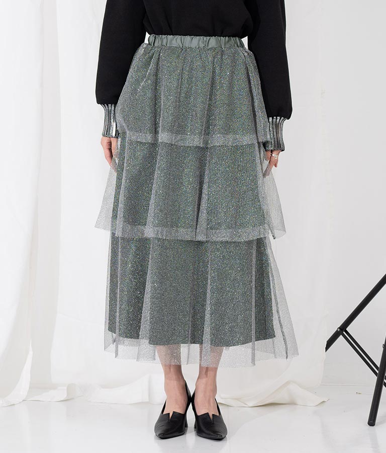 ラメチュール ティアードスカート メッシュ 361-9274