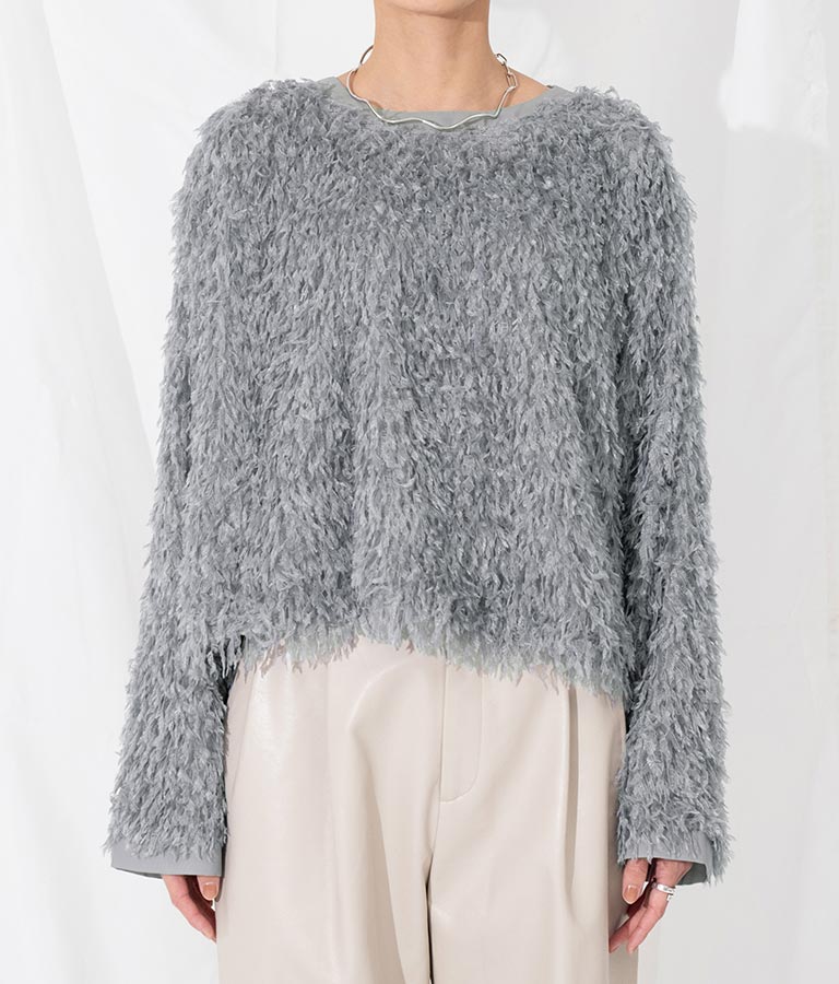 フリンジ ワイドスリーブ プルオーバー クルーネック 363-9275