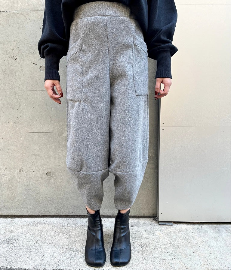 ITALY ウールタッチ ビッグポケット バルーン シルエット パンツ 392-2888