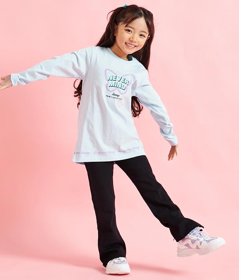 バタフライ プリント チュニック ロンT 長袖 Tシャツ 423-3216