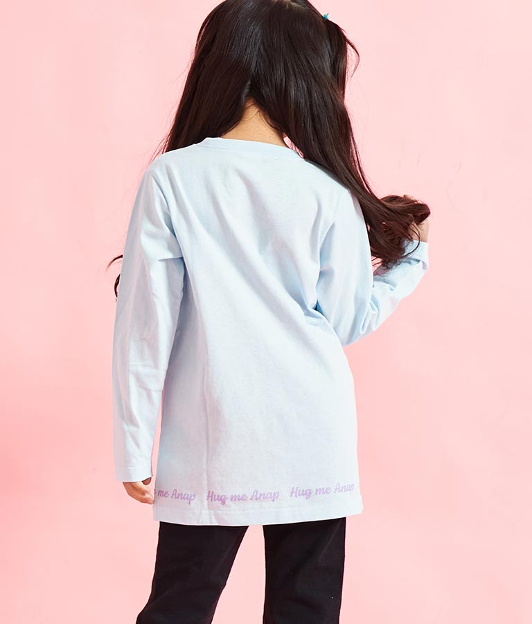 バタフライ プリント チュニック ロンT 長袖 Tシャツ 423-3216