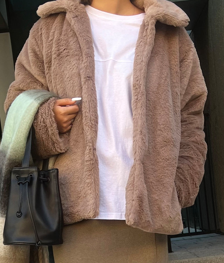 ステンカラー フェイクファー コート 856-5727