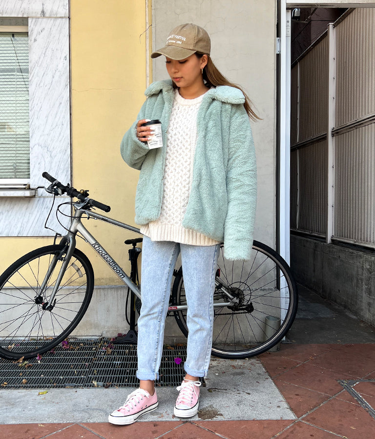 ステンカラー フェイクファー コート 856-5727