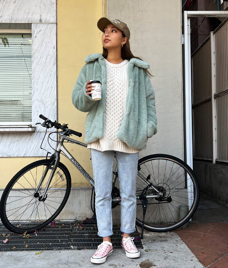 ステンカラー フェイクファー コート 856-5727