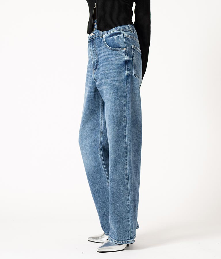 3つボタン ストレッチ ストレート デニム パンツ