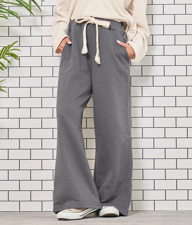 フリンジベルト 裏毛 スウェット リラックス ワイド パンツ 852-5821