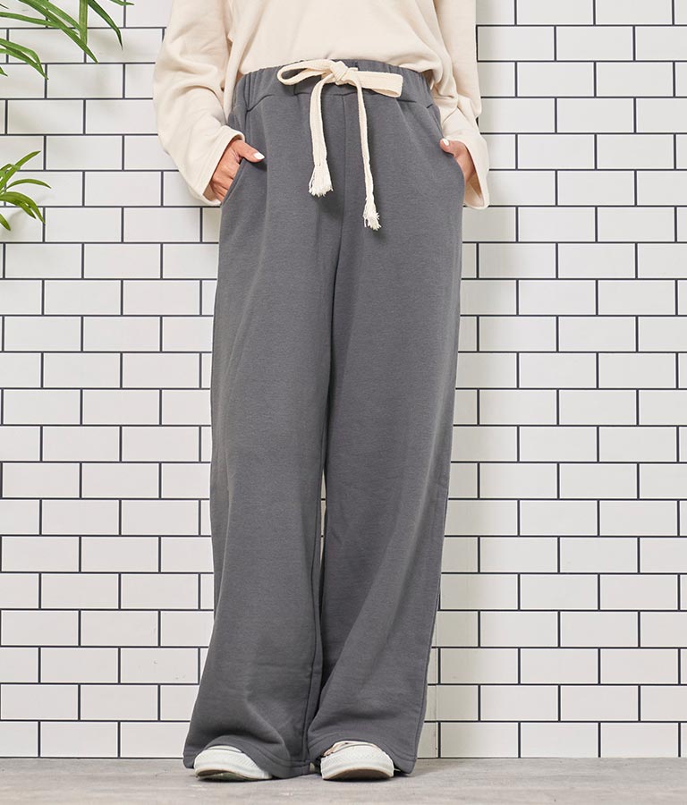 フリンジベルト 裏毛 スウェット リラックス ワイド パンツ 852-5821