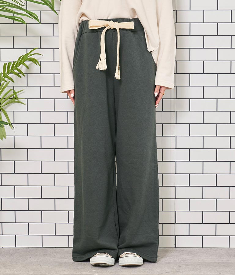 フリンジベルト 裏毛 スウェット リラックス ワイド パンツ 852-5821