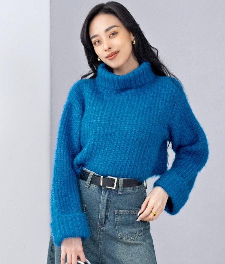 モヘアタッチ オフタートル ニット トップス 493-2590