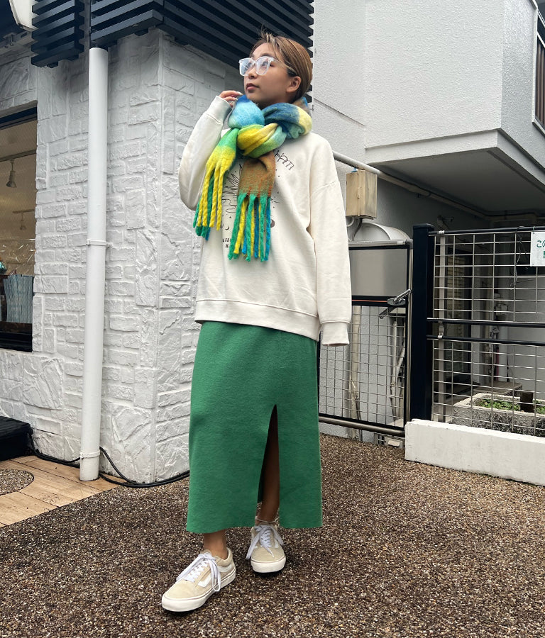 起毛フェイクウール大判チェックマフラー 859-5690