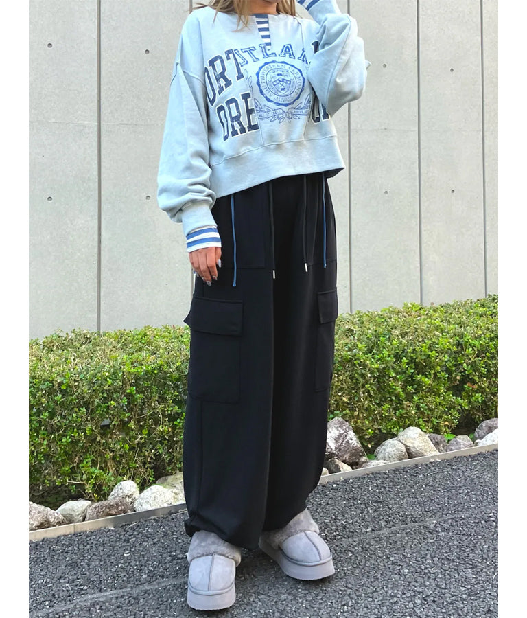 サイドスリットシャーリングデザインロングTシャツ 793-8988