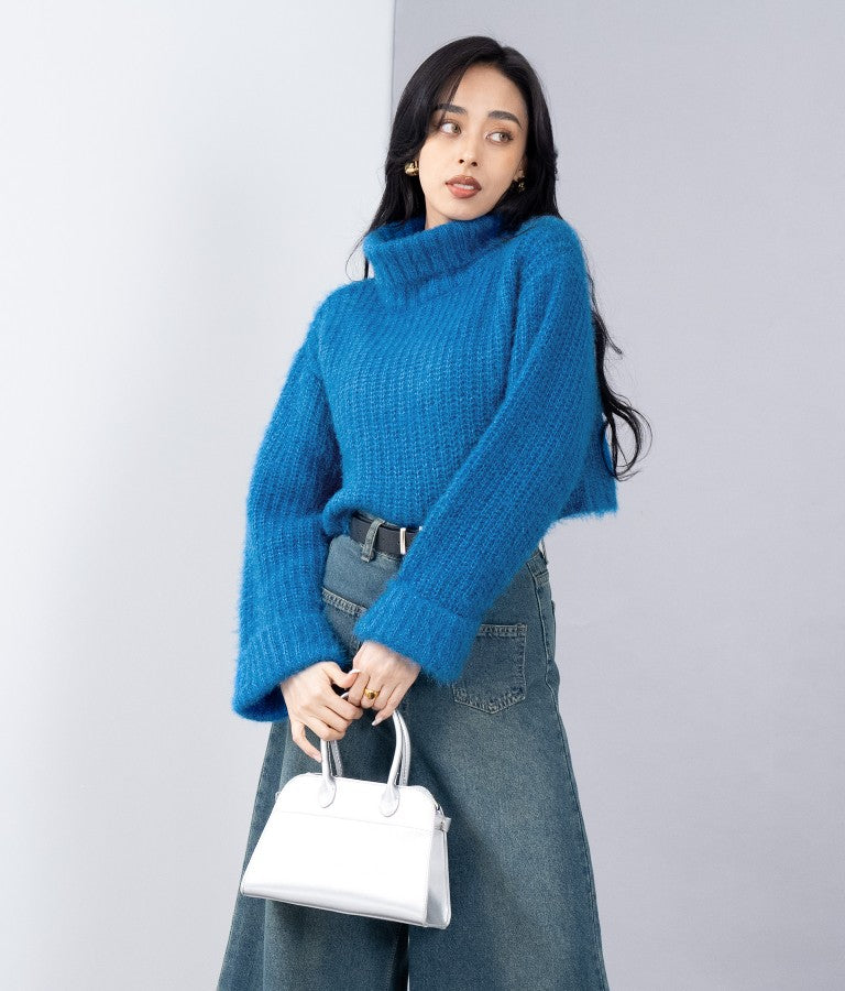 モヘアタッチ オフタートル ニット トップス 493-2590