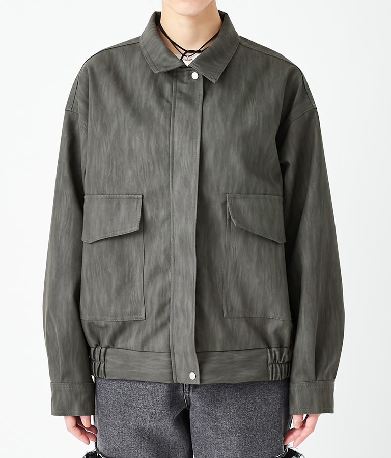 ビンテージ加工 フェイク レザー ブルゾン 795-9155