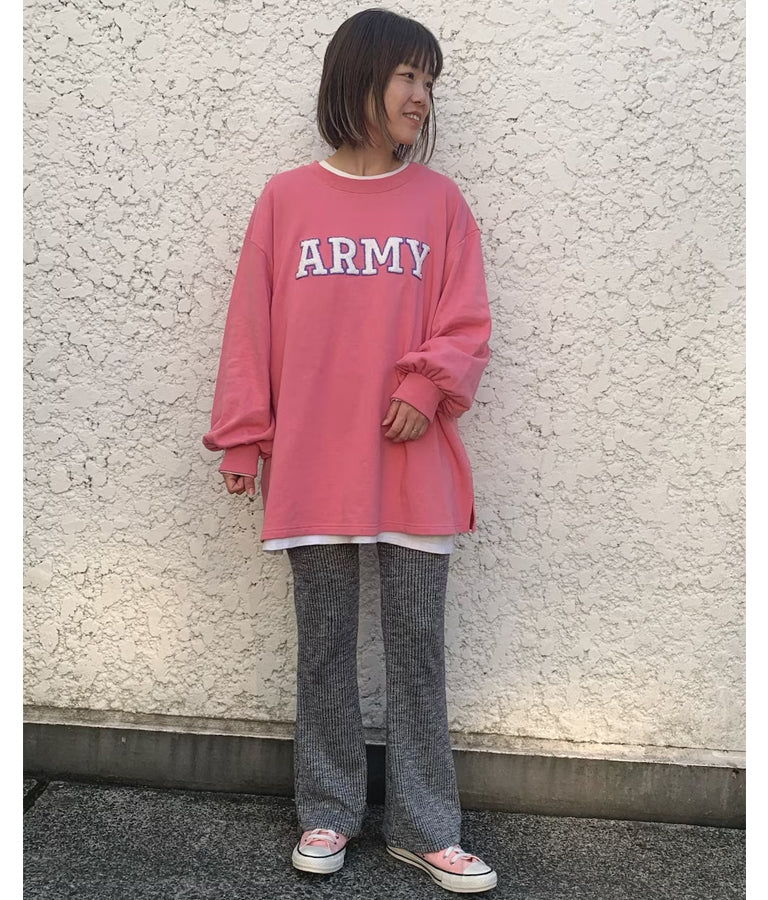 ARMY サガラ刺繍 ボリューム袖 裏毛スウェット トレーナー 853-5762