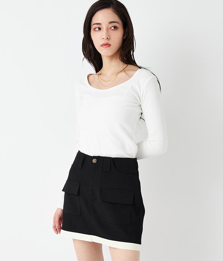 シンプル ロングスリーブ タイト Tシャツ 793-9124