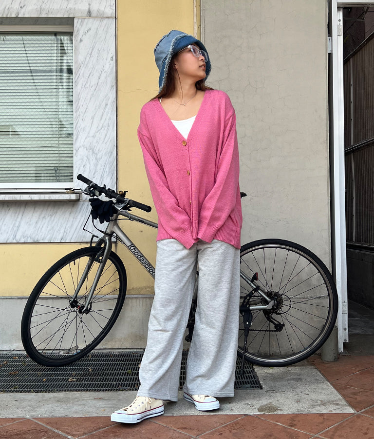 フリンジベルト 裏毛 スウェット リラックス ワイド パンツ 852-5821