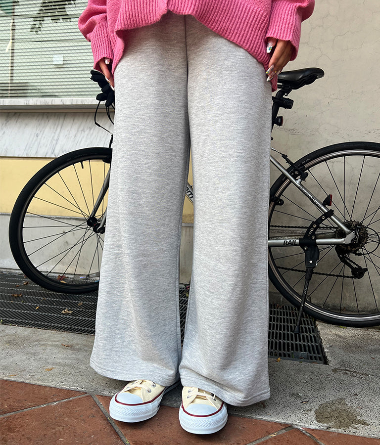 フリンジベルト 裏毛 スウェット リラックス ワイド パンツ 852-5821