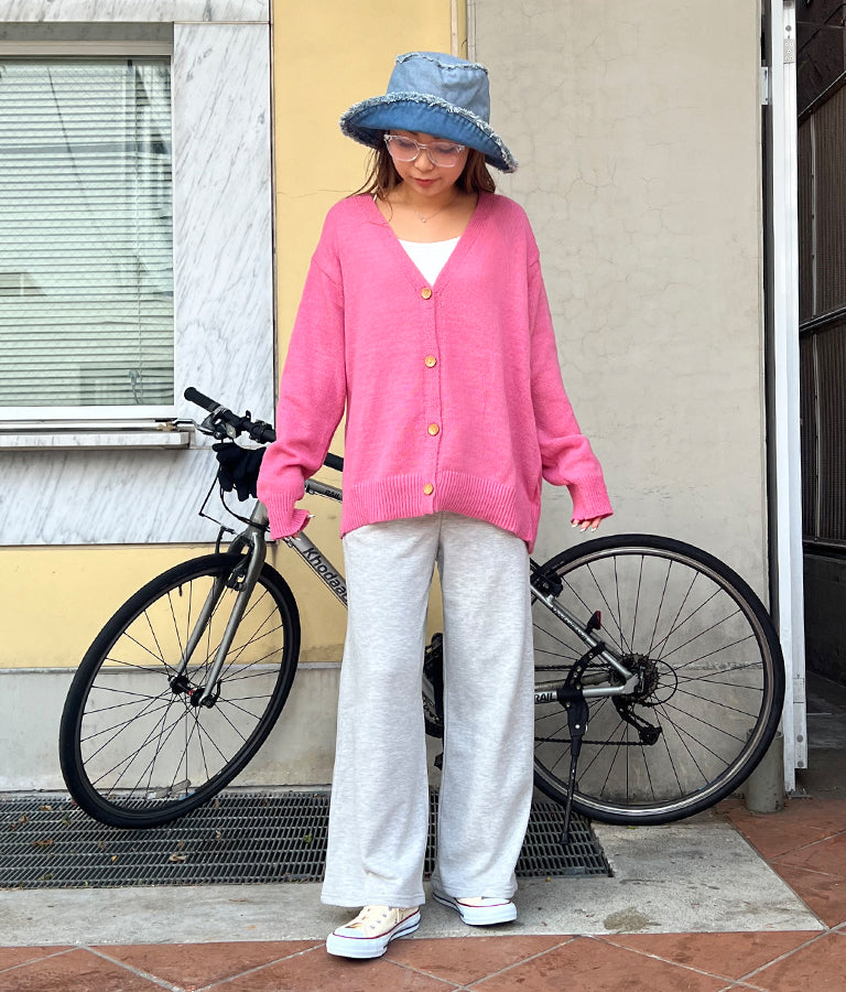 フリンジベルト 裏毛 スウェット リラックス ワイド パンツ 852-5821