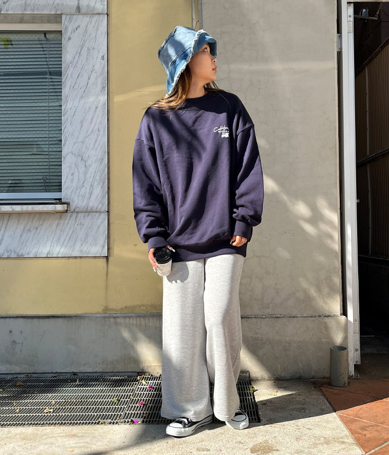 フリンジベルト 裏毛 スウェット リラックス ワイド パンツ 852-5821