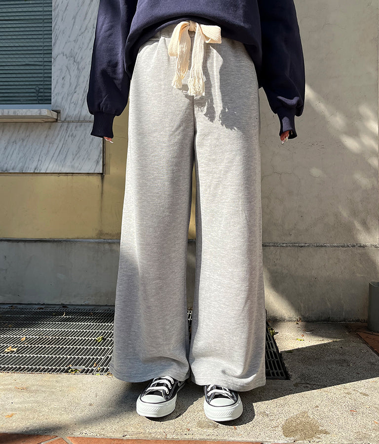 フリンジベルト 裏毛 スウェット リラックス ワイド パンツ 852-5821