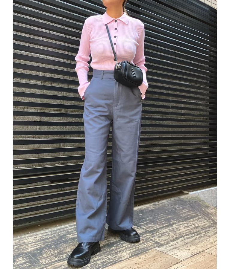 袖スリット衿付リブニット 793-9038