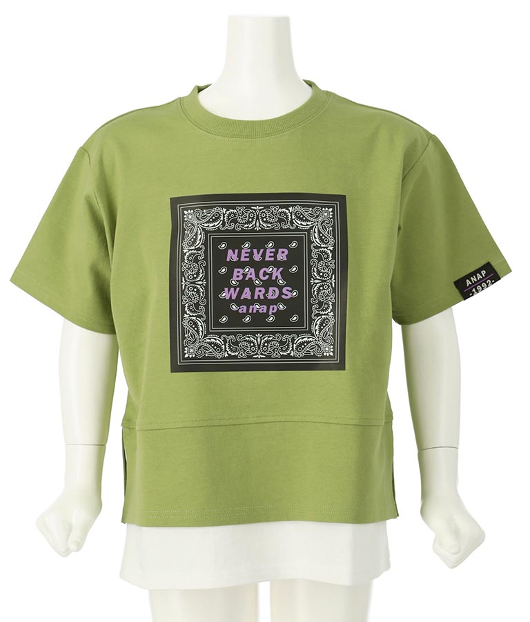 バンダナプリント レイヤード風 Tシャツ 423-3233