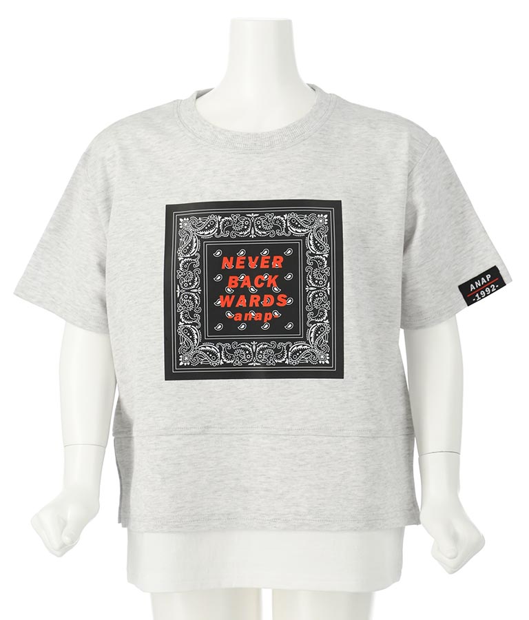 バンダナプリント レイヤード風 Tシャツ 423-3233