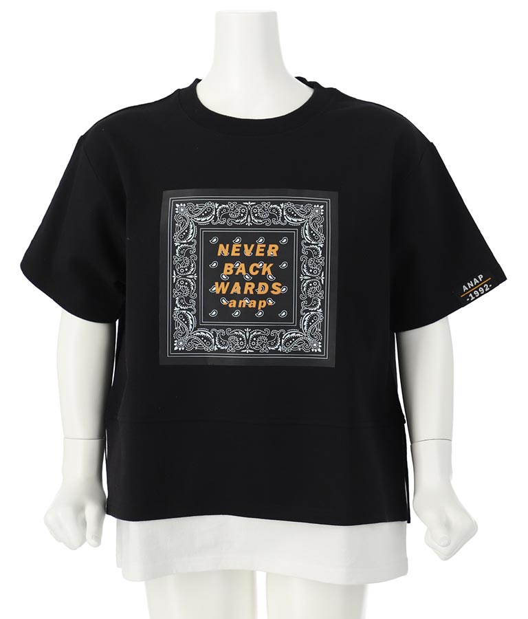 バンダナプリント レイヤード風 Tシャツ 423-3233