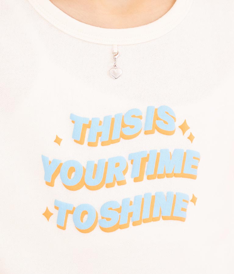 ハートチャーム付き ミニ 裏毛 チュニック Tシャツ 423-3236