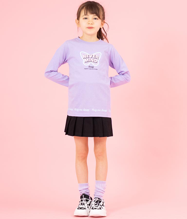 バタフライ プリント チュニック ロンT 長袖 Tシャツ 423-3216