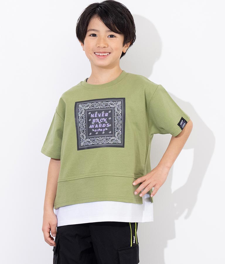 バンダナプリント レイヤード風 Tシャツ 423-3233