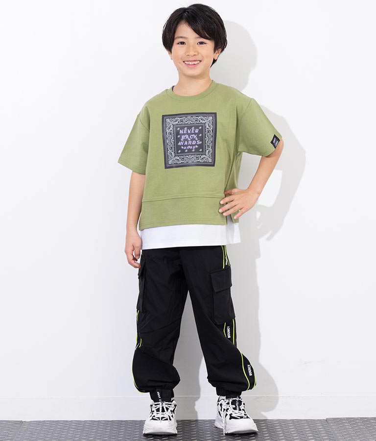 バンダナプリント レイヤード風 Tシャツ 423-3233