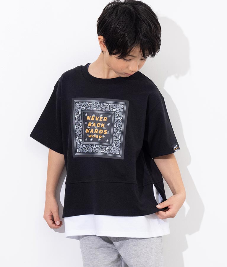 バンダナプリント レイヤード風 Tシャツ 423-3233