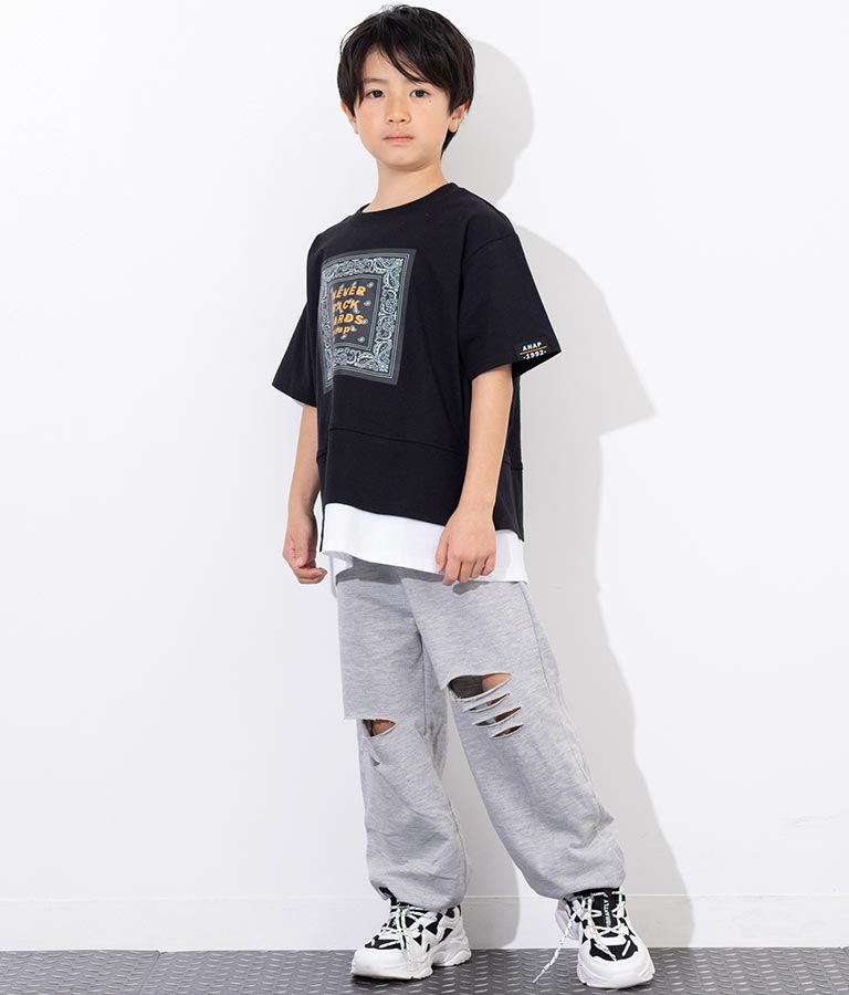 バンダナプリント レイヤード風 Tシャツ 423-3233