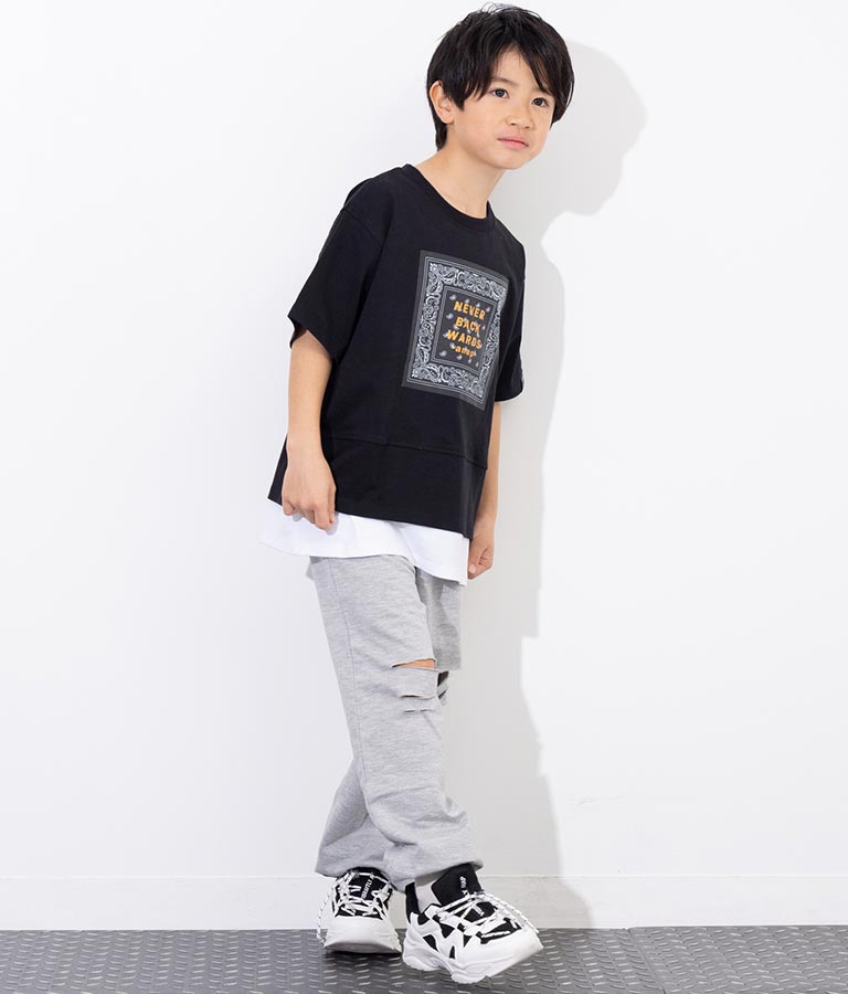 バンダナプリント レイヤード風 Tシャツ 423-3233