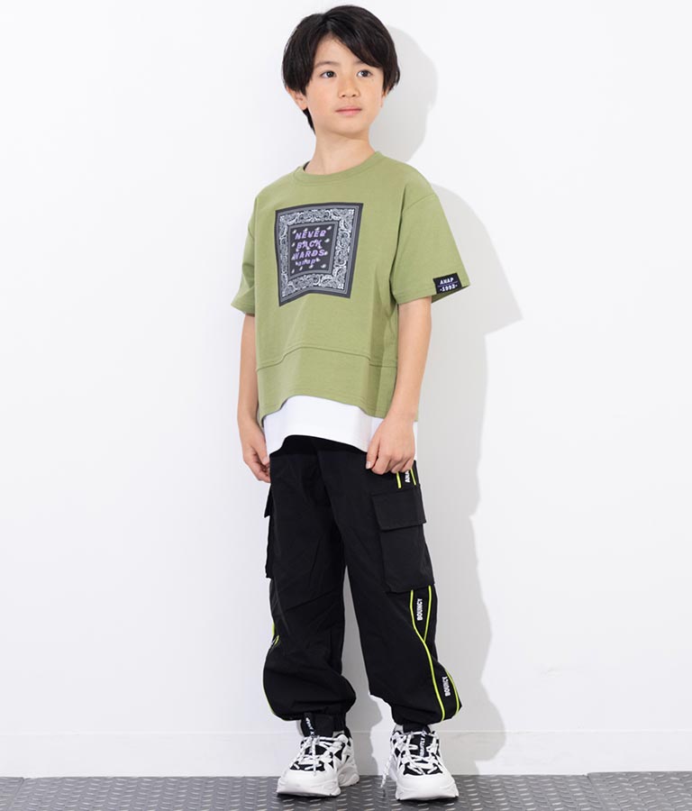 バンダナプリント レイヤード風 Tシャツ 423-3233