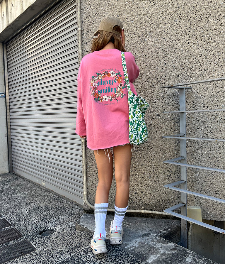 カラフル サークル フラワー 裏毛 カットオフ スウェット トレーナー 853-5763