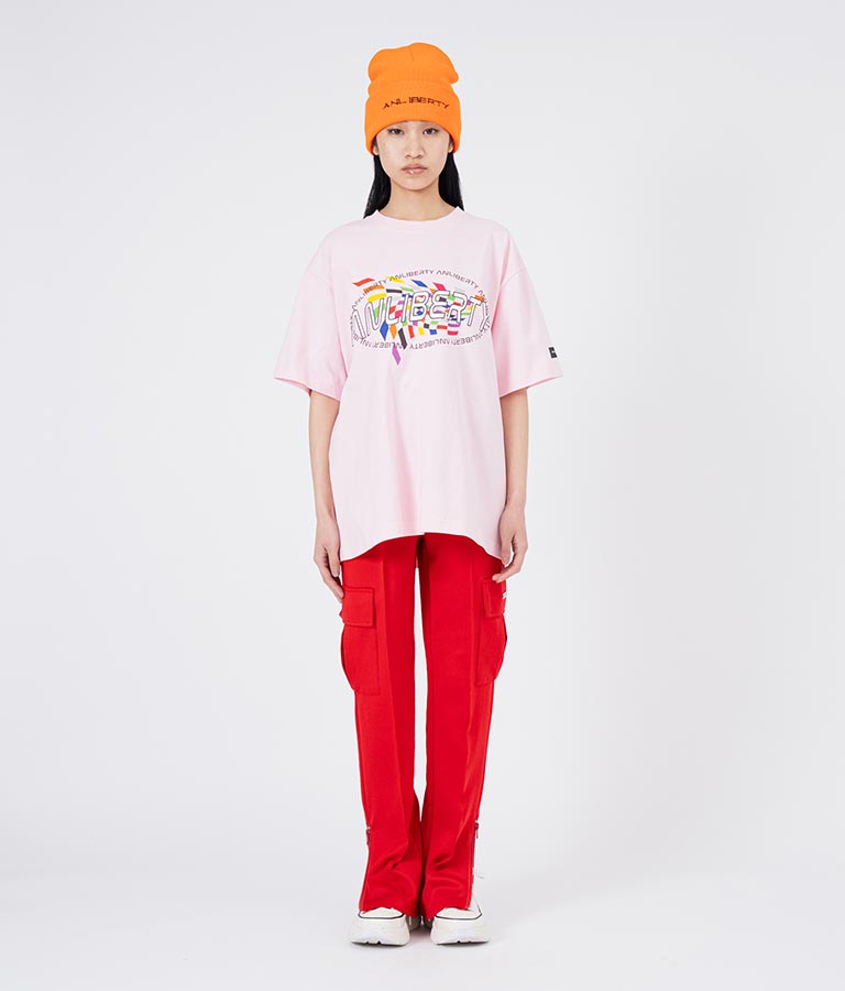 カラー フラッグ プリント ロゴ Tシャツ 【ユニセックス】 30-3027