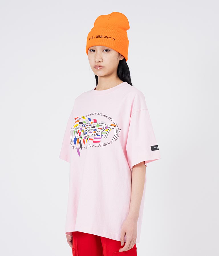カラー フラッグ プリント ロゴ Tシャツ 【ユニセックス】 30-3027